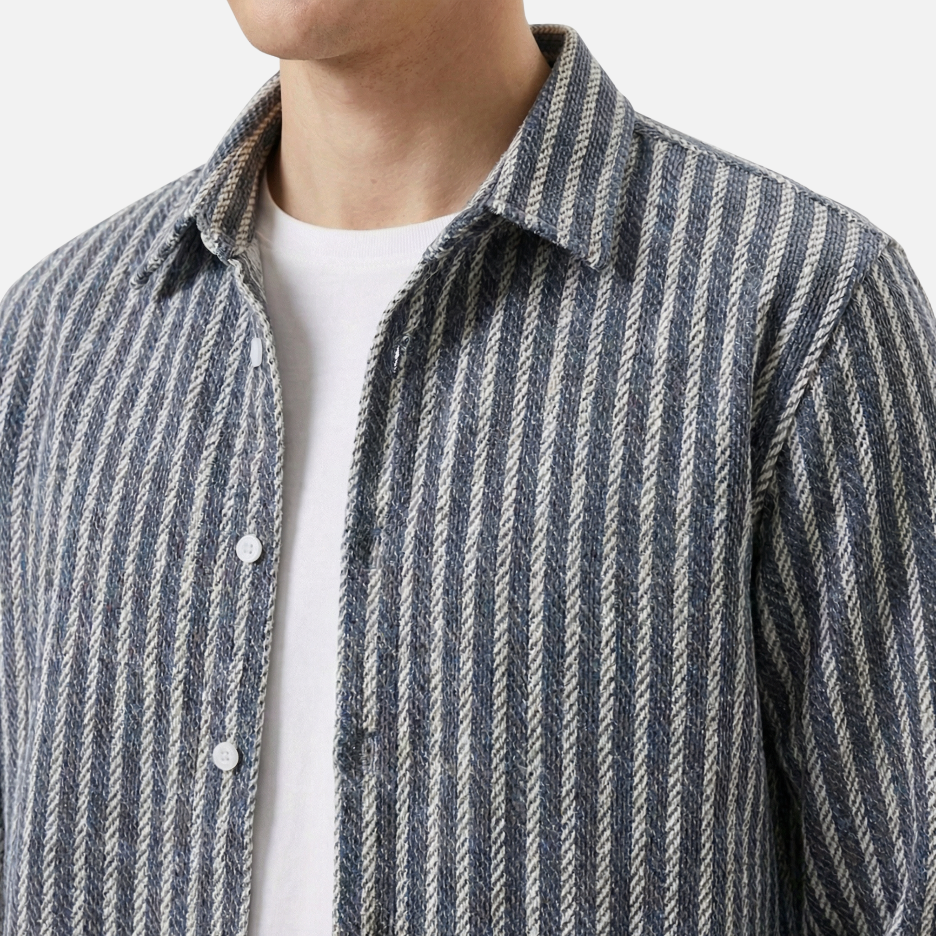 Striped Layered Shirt with Vertical Stripes for Men