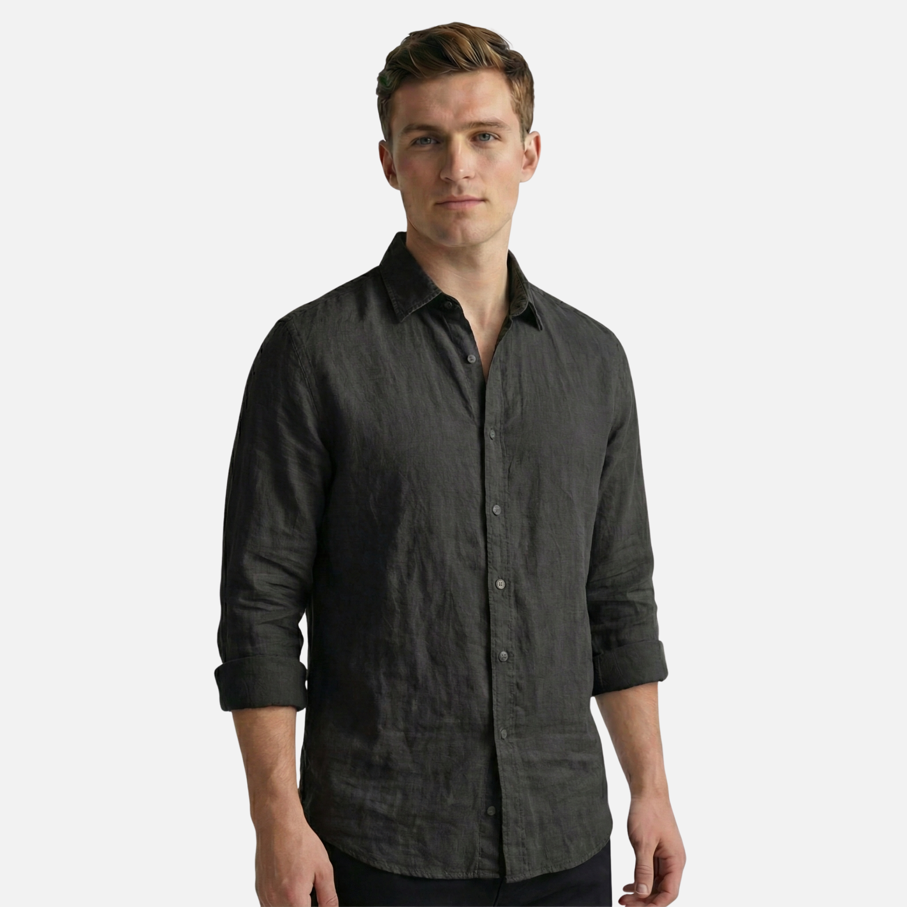 Men’s Relaxed Fit Linen Shirt with Long Sleeves