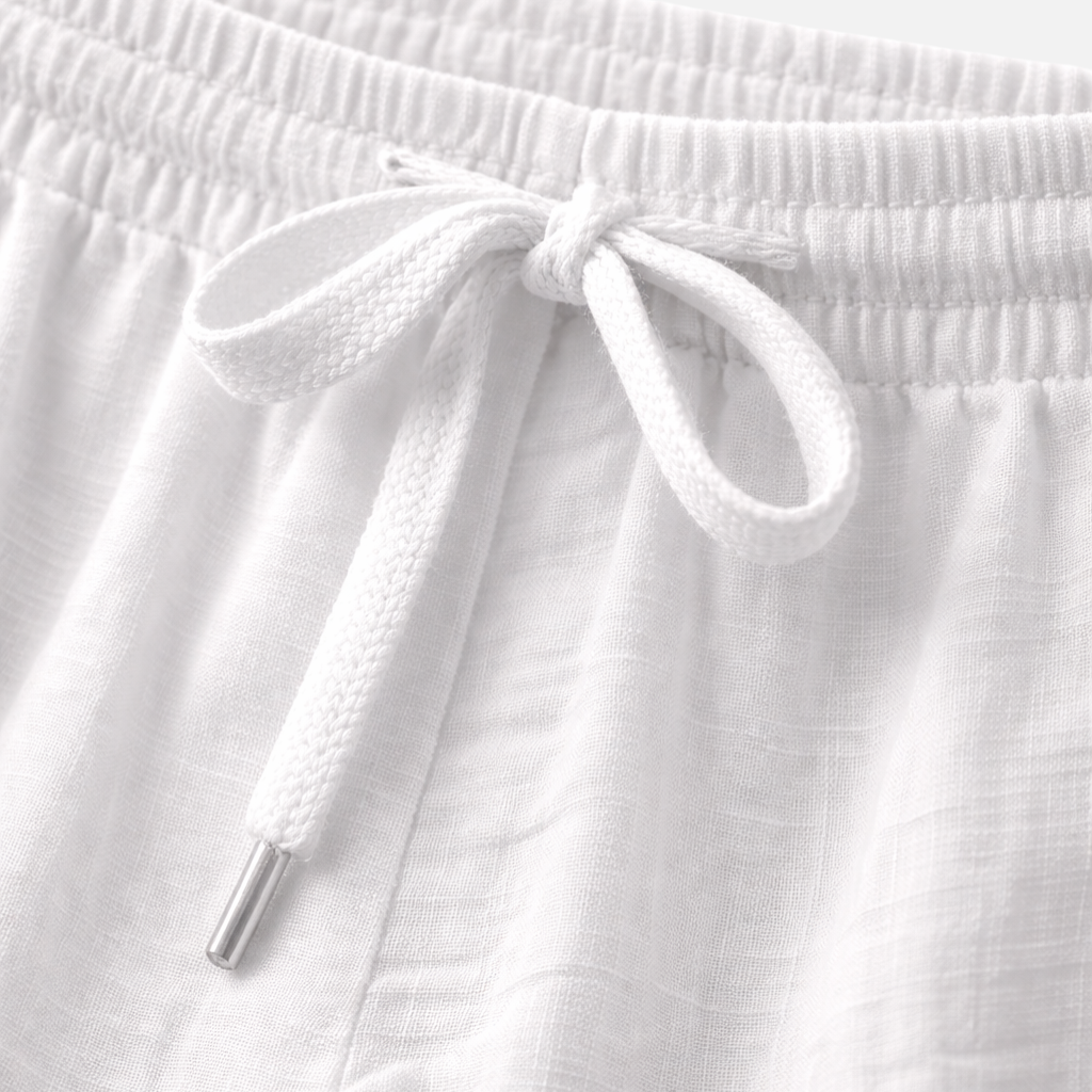 Men’s Relaxed Fit Linen Trousers with Drawstring Waist