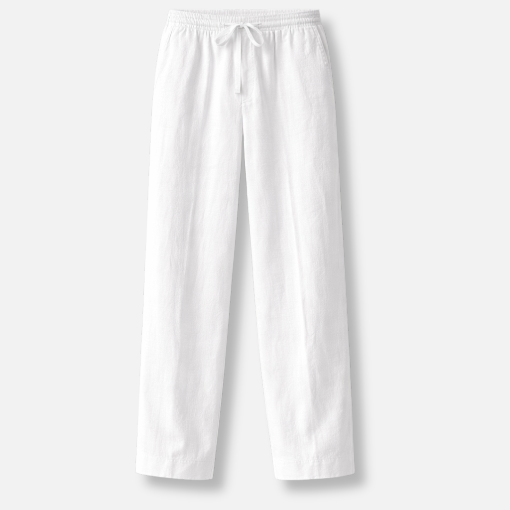 Men’s Relaxed Fit Linen Trousers with Drawstring Waist