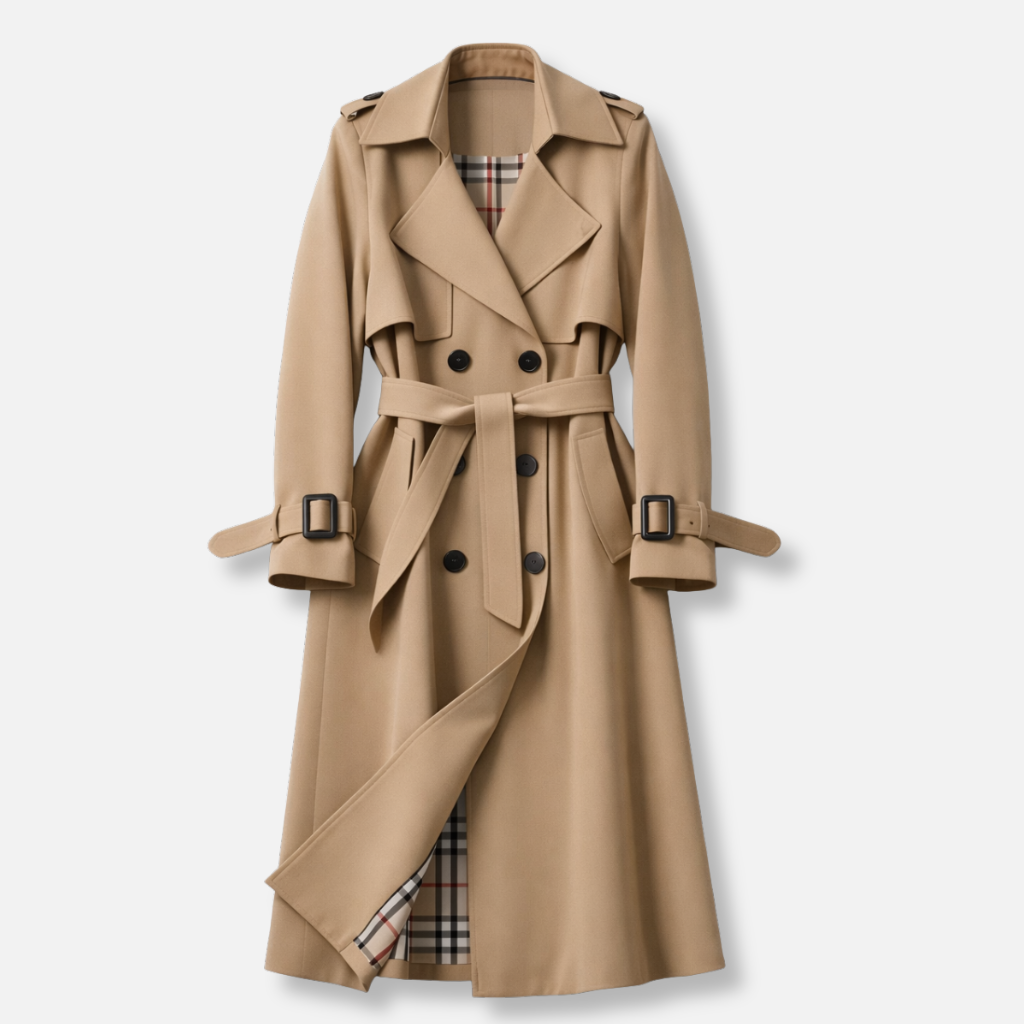 Women’s Belted Trench Coat with Adjustable Cuffs