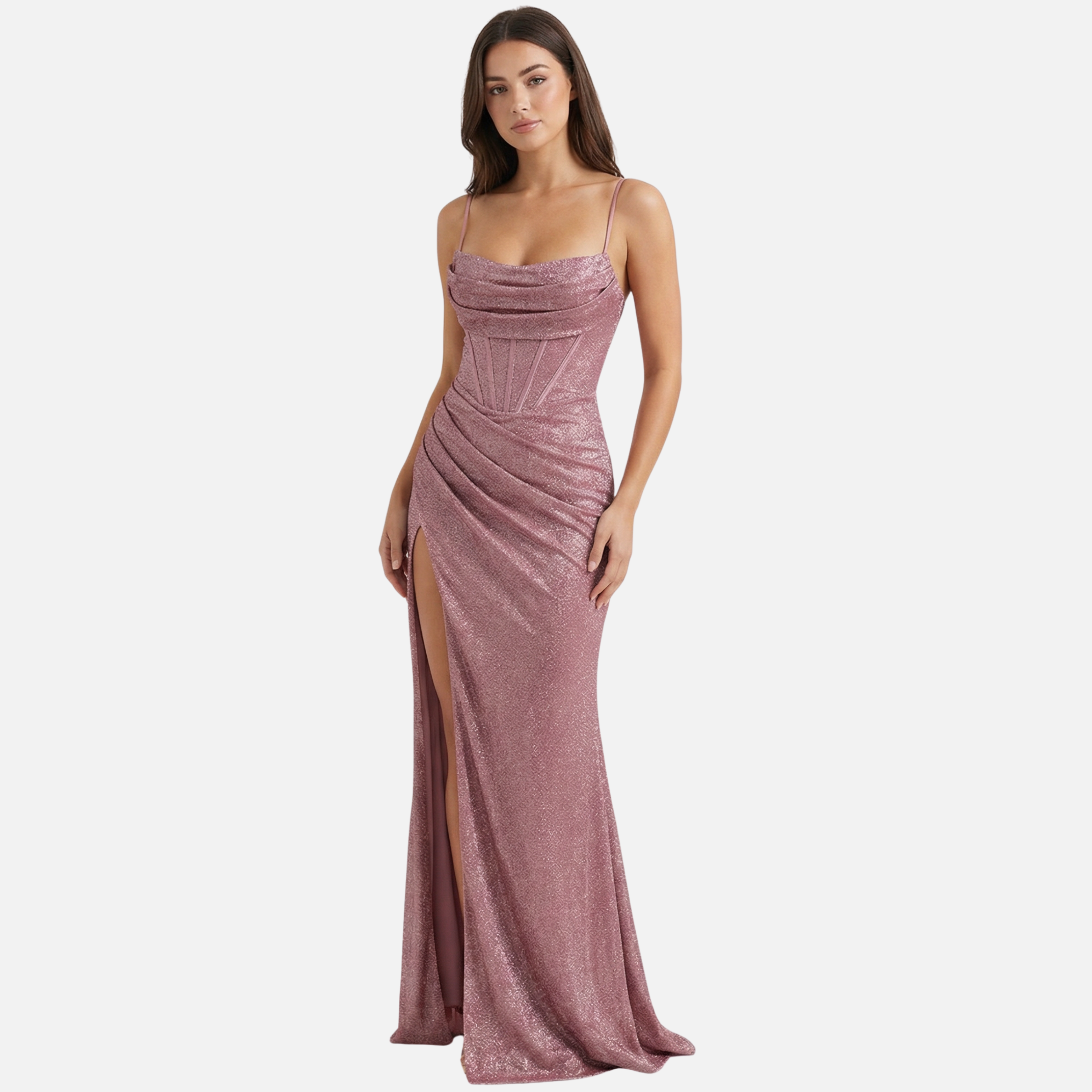 Women’s Corset Maxi Dress with Spaghetti Straps