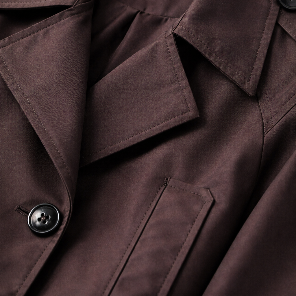 Women’s Cropped Trench Coat with Turn-Down Collar