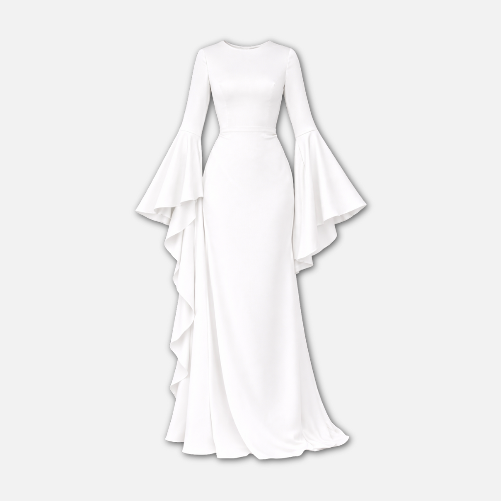 Women’s Draped Maxi Dress with Long Sleeves