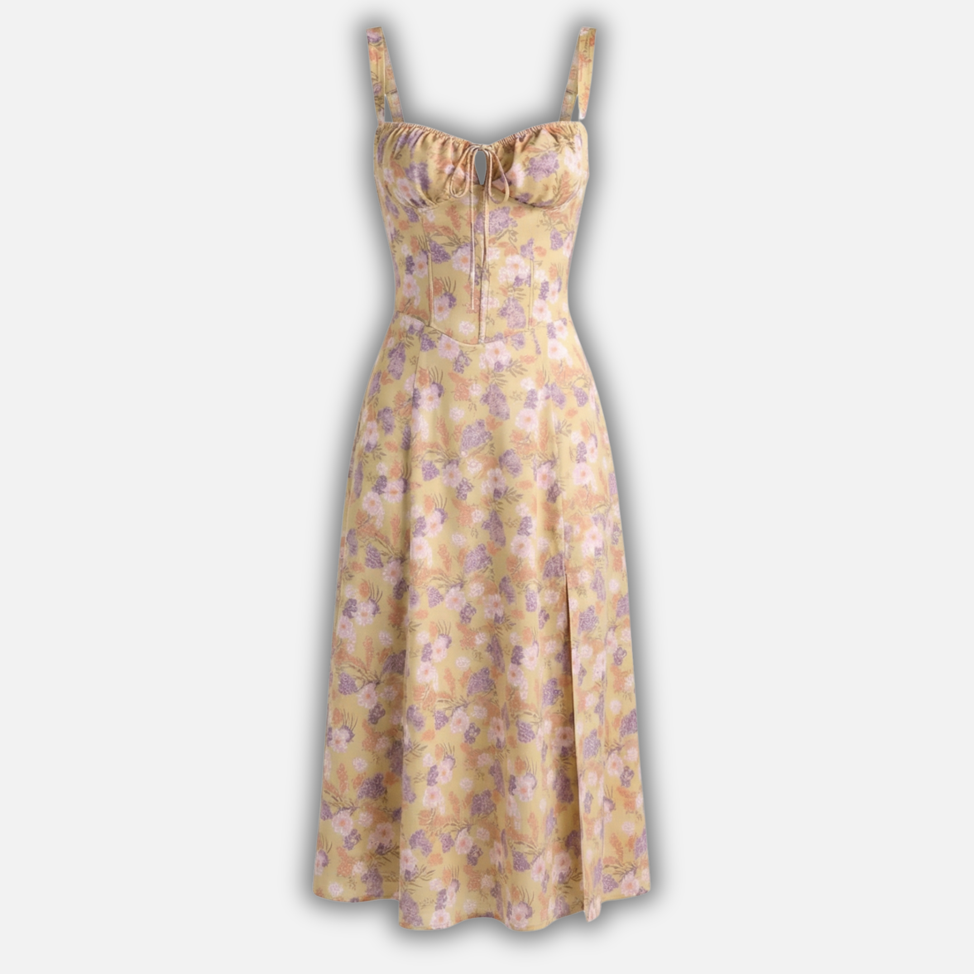 Women’s Fitted Waist Midi Dress with Front Tie Detail