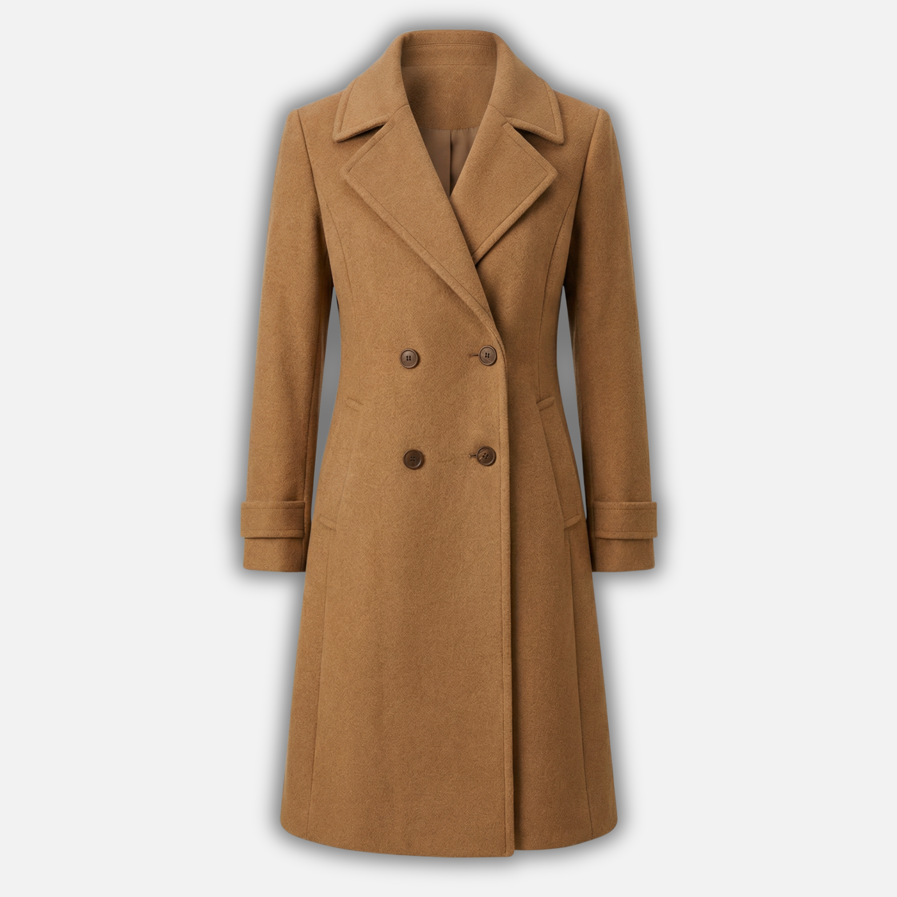 Women’s Longline Buttoned Coat with Notched Collar