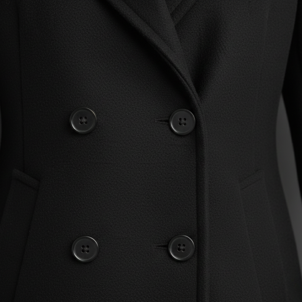 Women’s Longline Buttoned Coat with Notched Collar