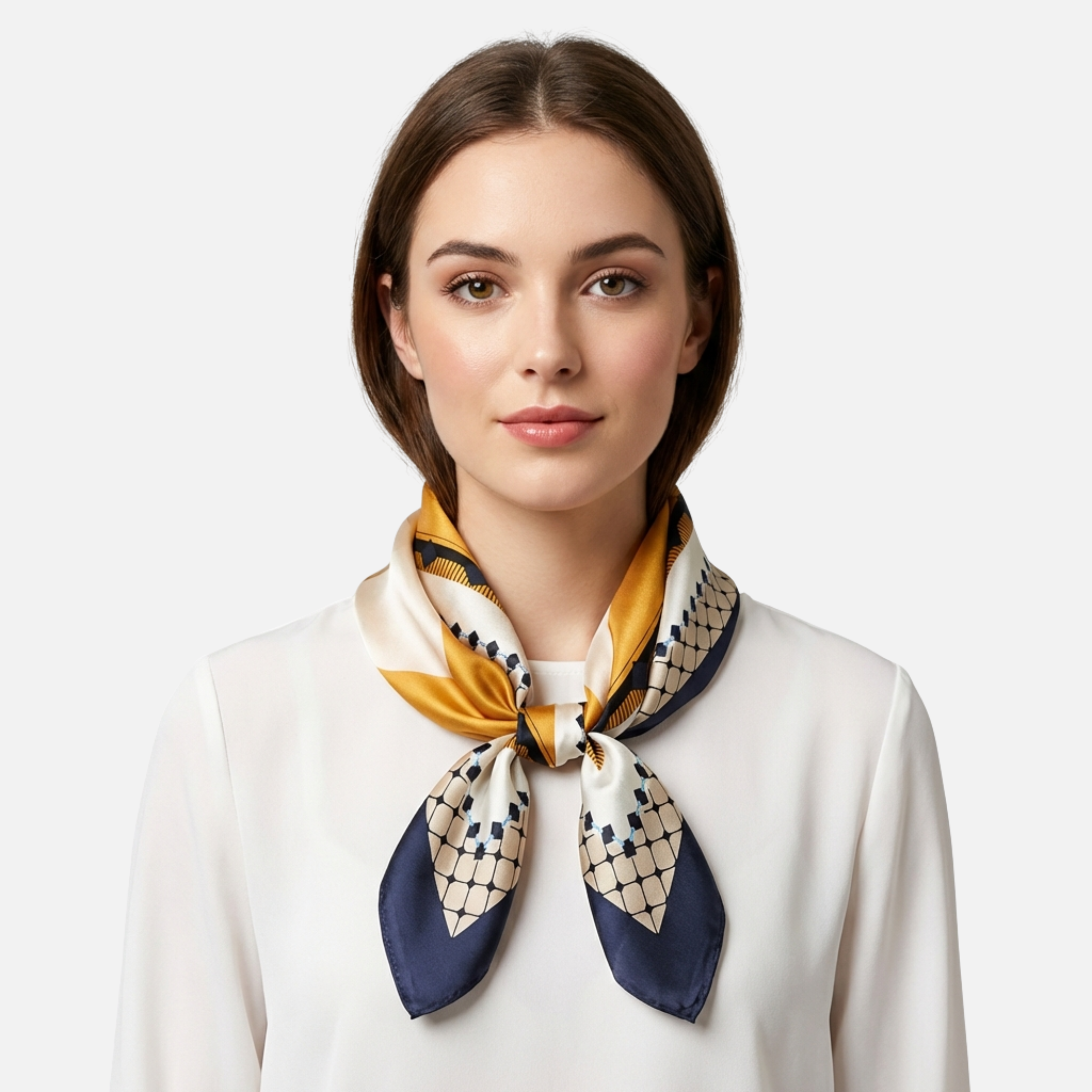 Satin Look Square Scarf with Printed Pattern for Women