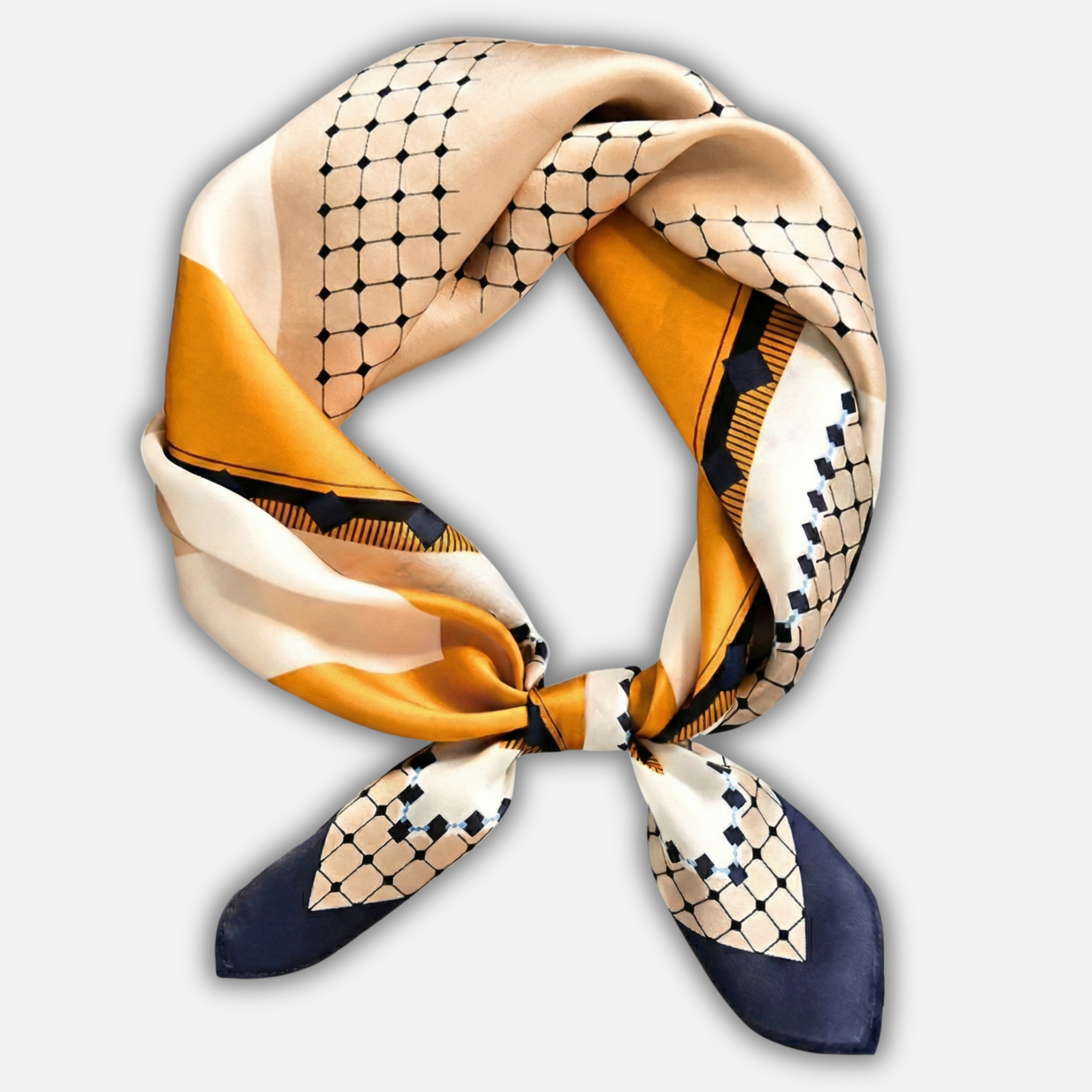 Satin Look Square Scarf with Printed Pattern for Women