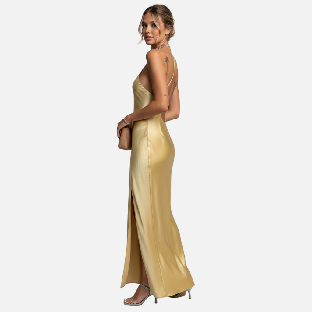 Women’s Satin Maxi Dress with Side Slit