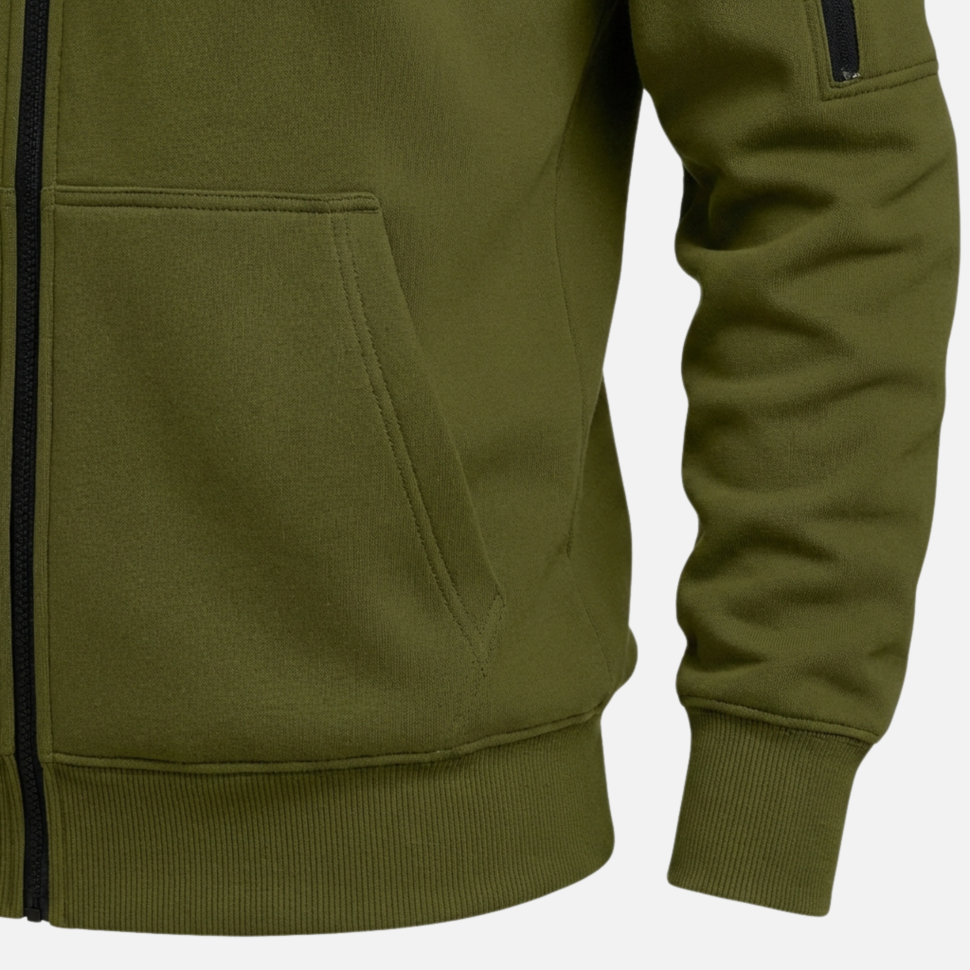 Full Zip Hoodie with Zippered Sleeve Pocket for Men