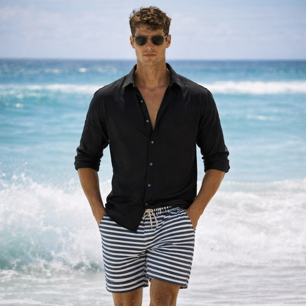 Men’s Linen Heritage Shirt with Buttoned Cuffs