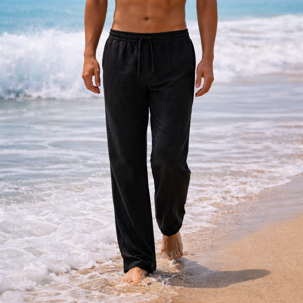 Men’s Linen Trousers with Elastic Waistband