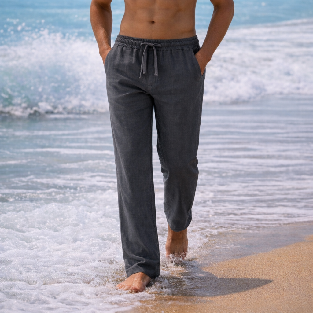 Men’s Linen Trousers with Elastic Waistband