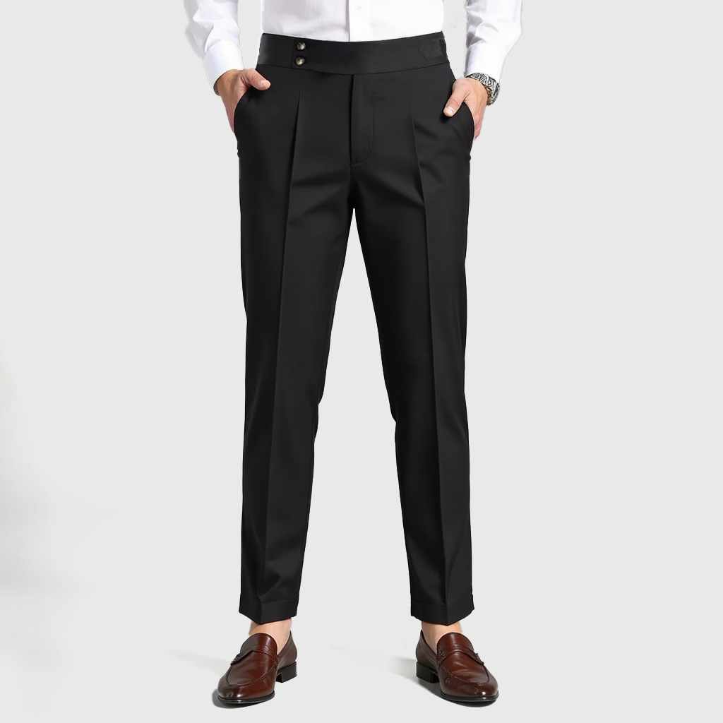Men’s Pleated Front Trousers with Belt Loops
