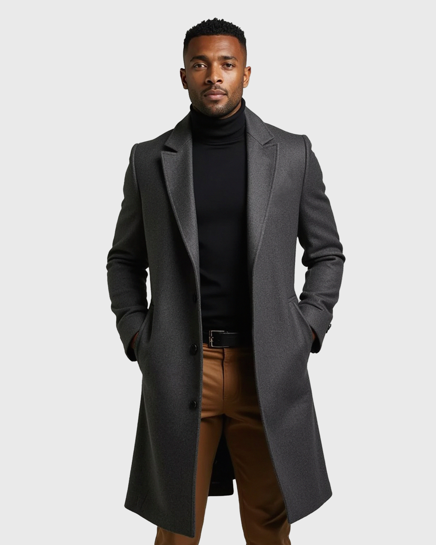 Men’s Tailored Fit Overcoat with Lined Interior