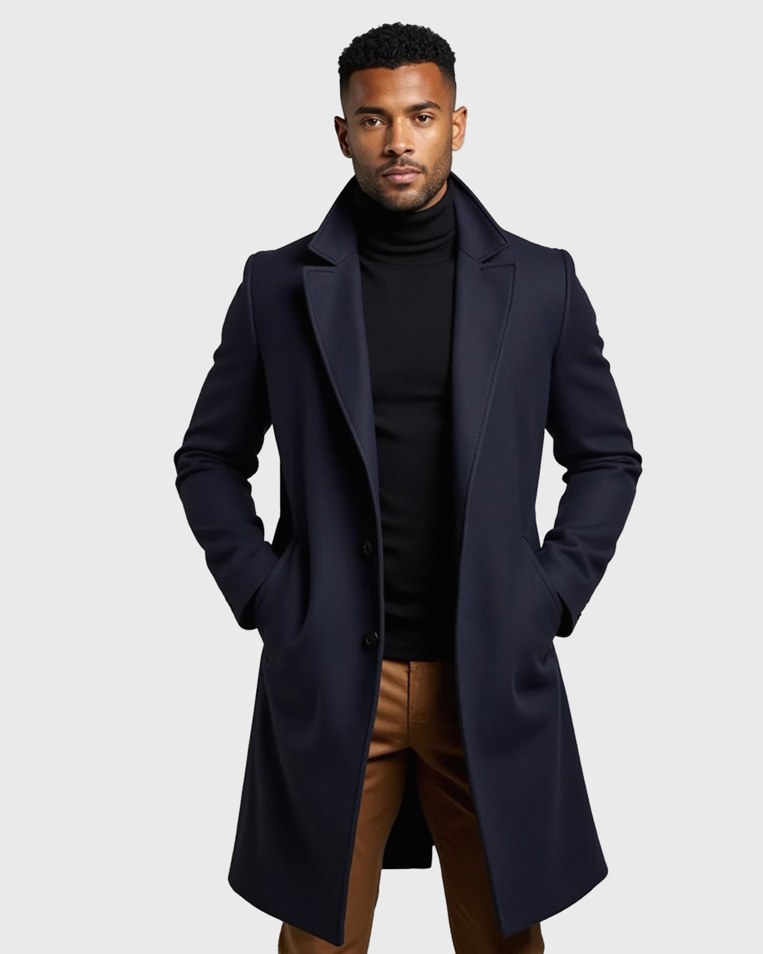 Men’s Tailored Fit Overcoat with Lined Interior