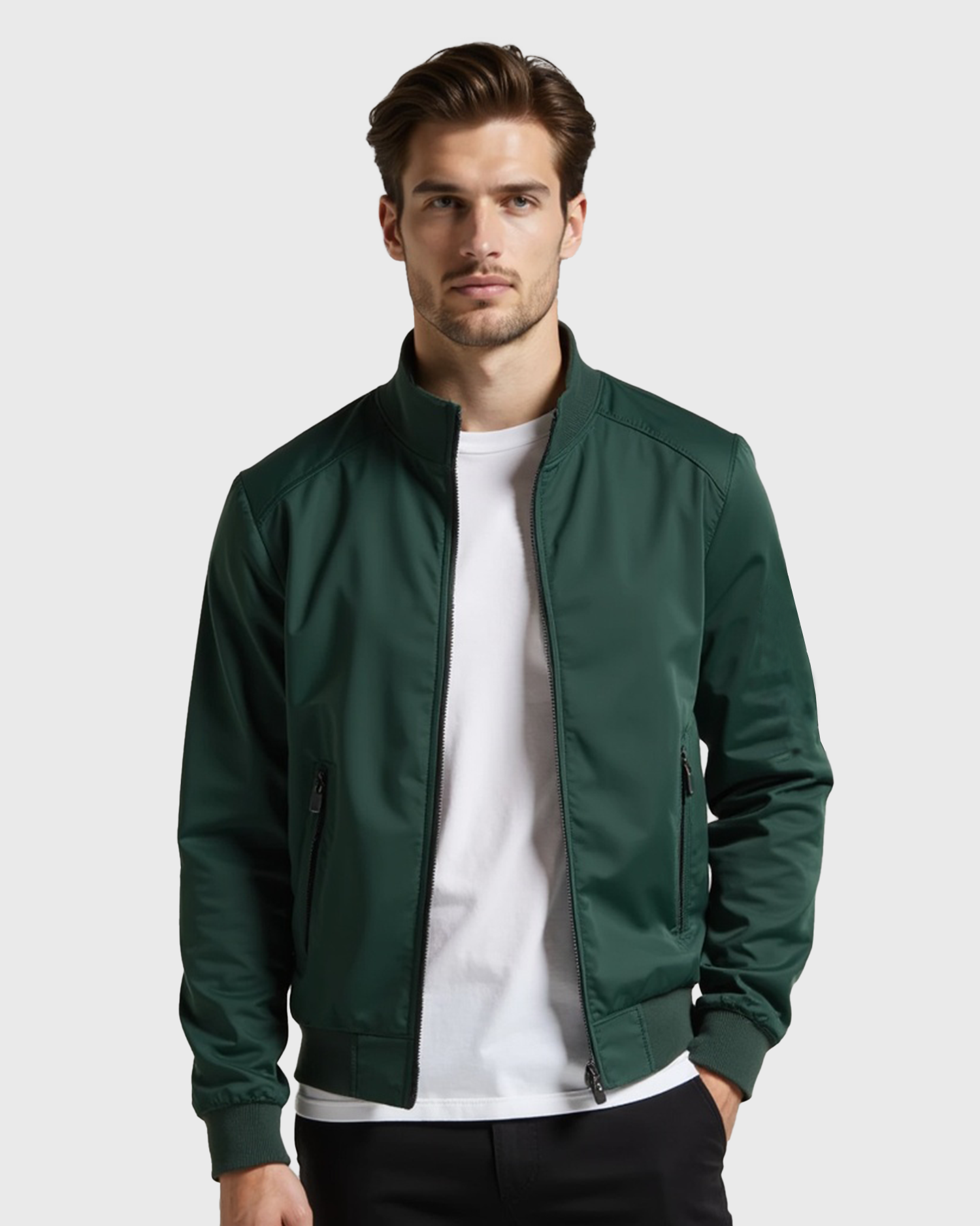 Men’s Wind-Resistant Jacket with Zip Closure