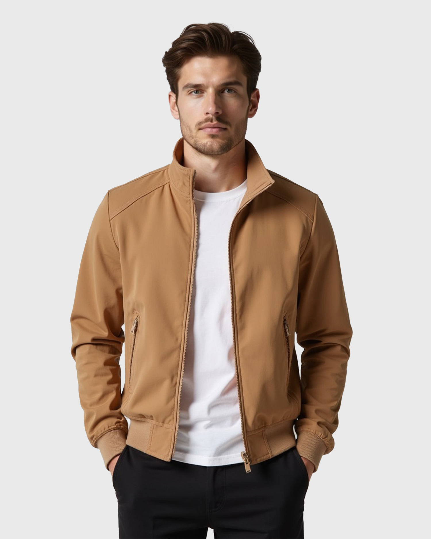 Men’s Wind-Resistant Jacket with Zip Closure