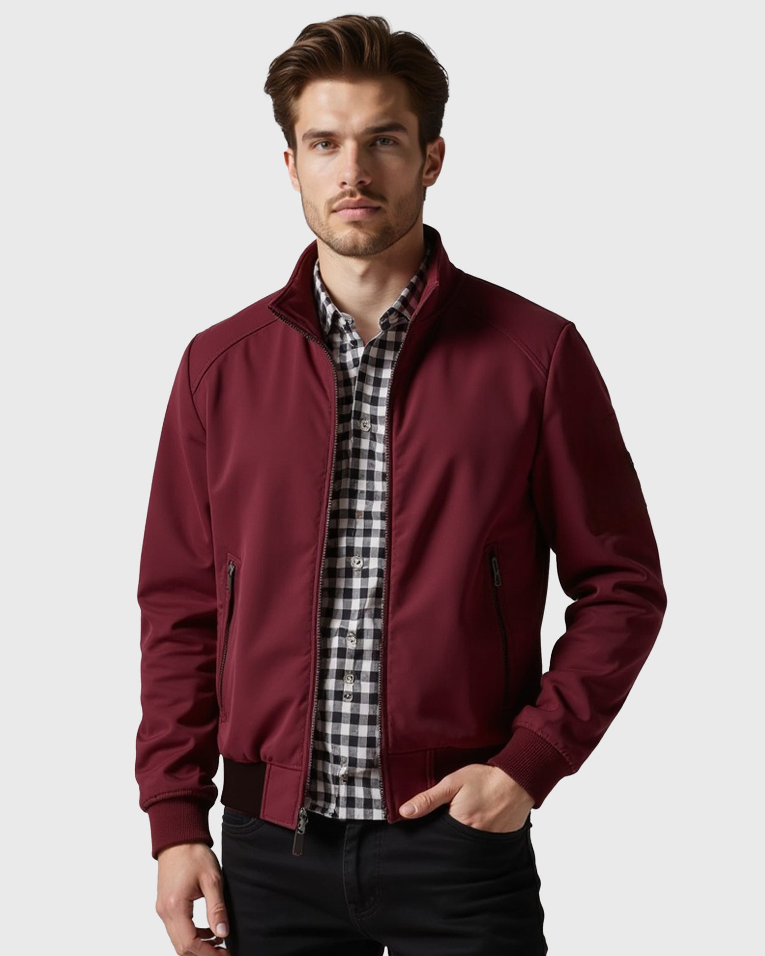 Men’s Wind-Resistant Jacket with Zip Closure