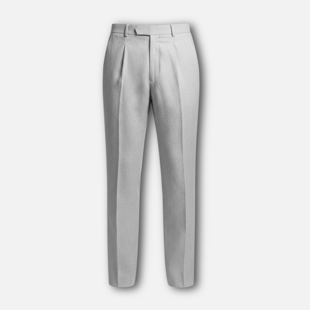 Straight Cut Suit Trousers with Subtle Pinstripe Pattern for Men