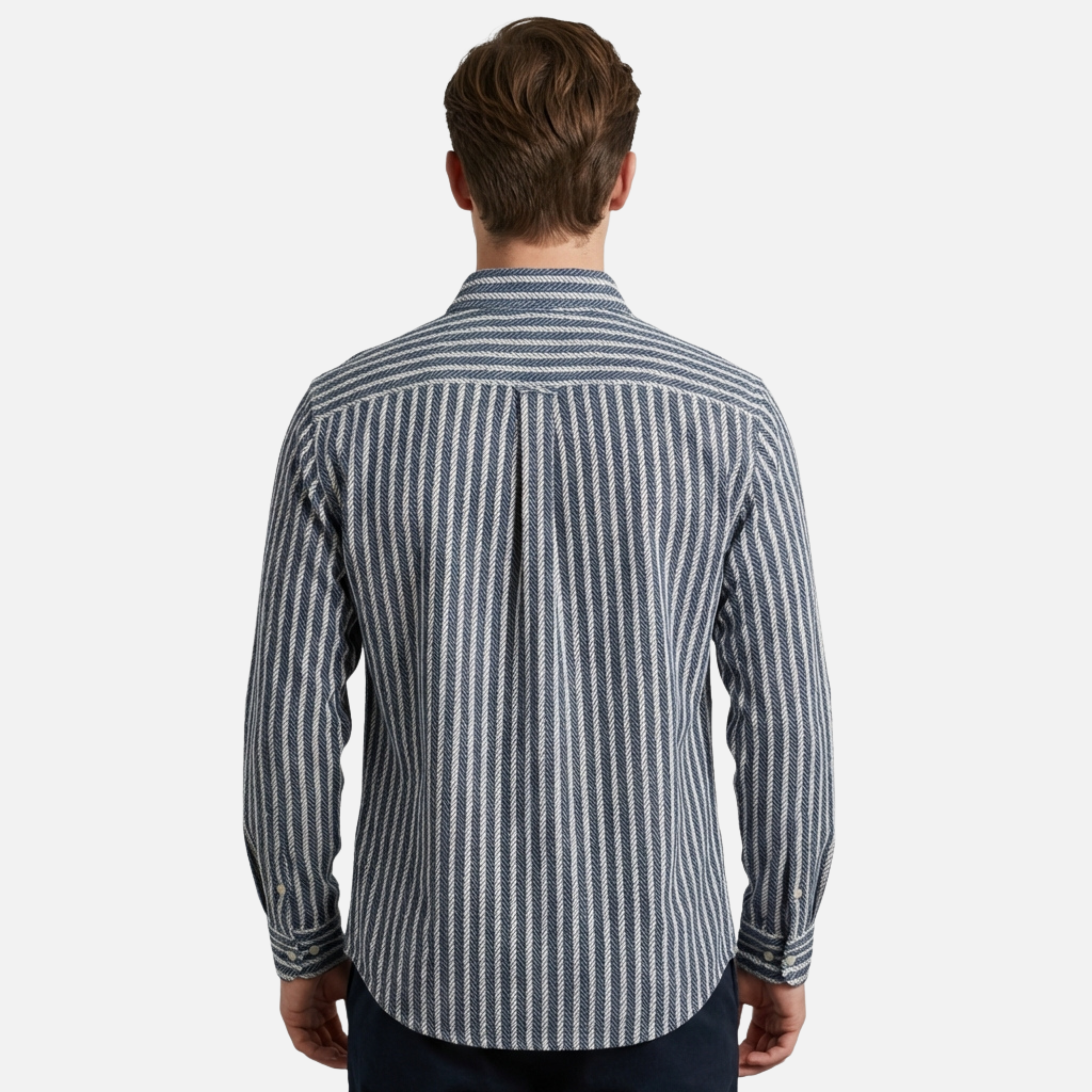 Striped Layered Shirt with Vertical Stripes for Men