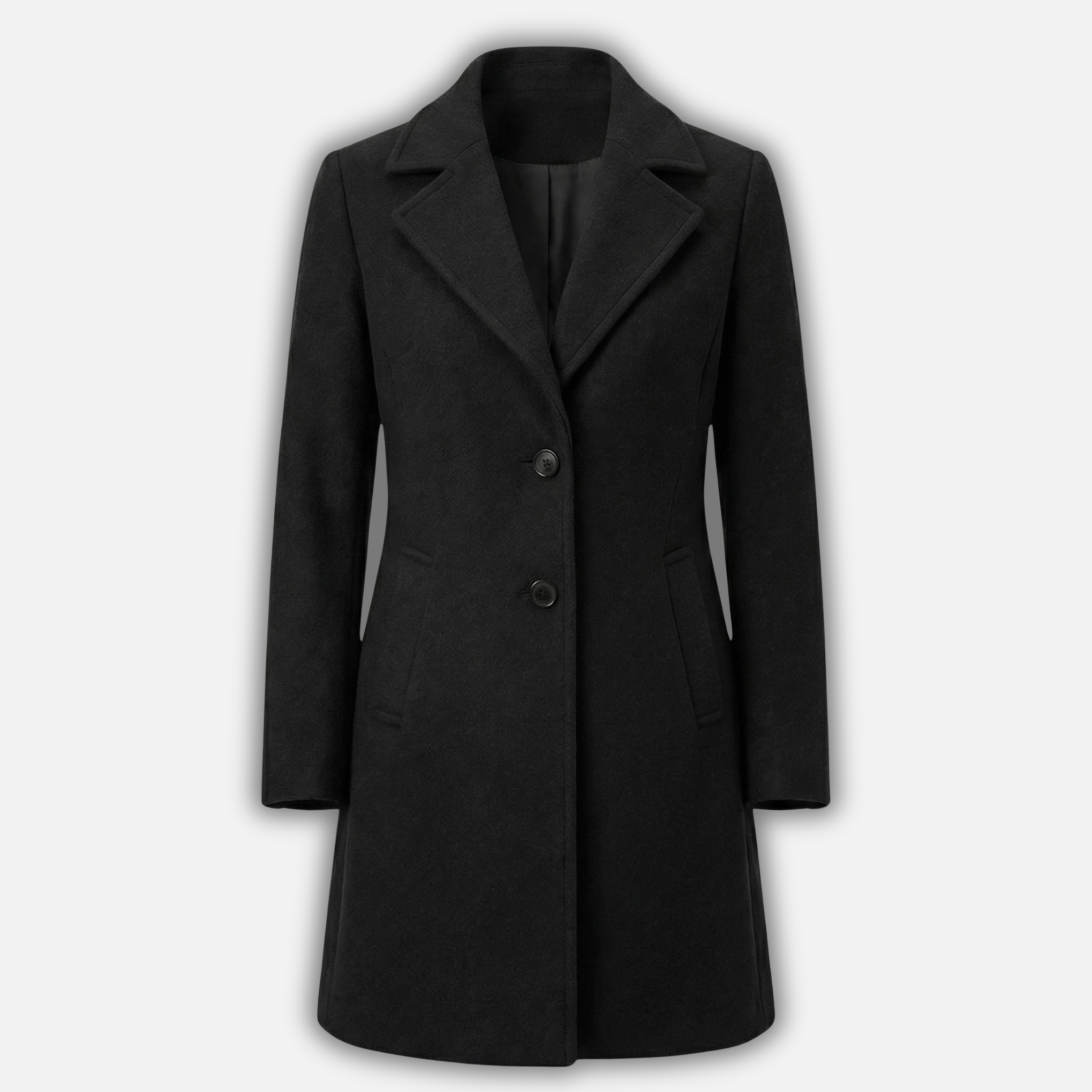 Women’s Longline Buttoned Coat with Notched Collar