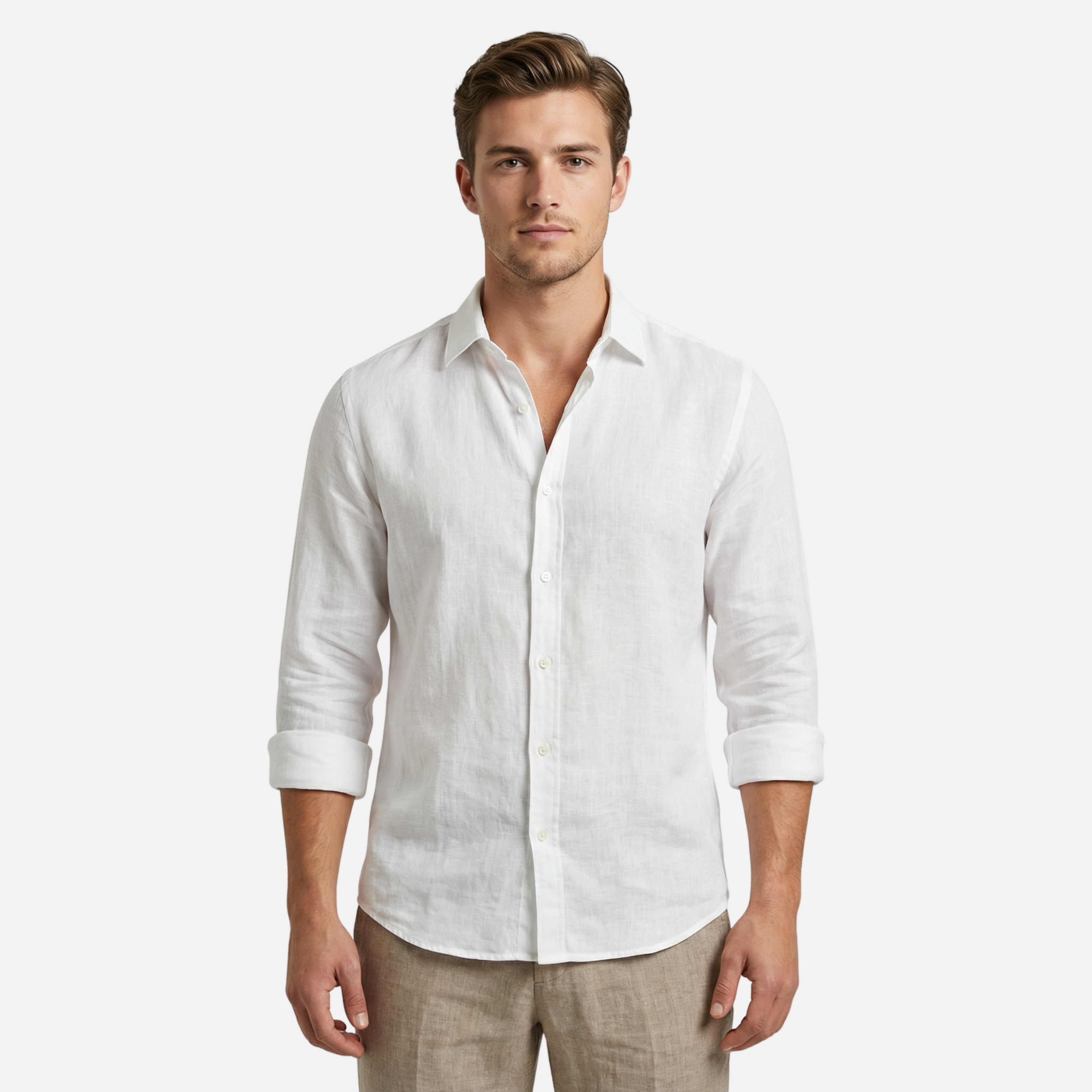 Men’s Linen Heritage Shirt with Buttoned Cuffs