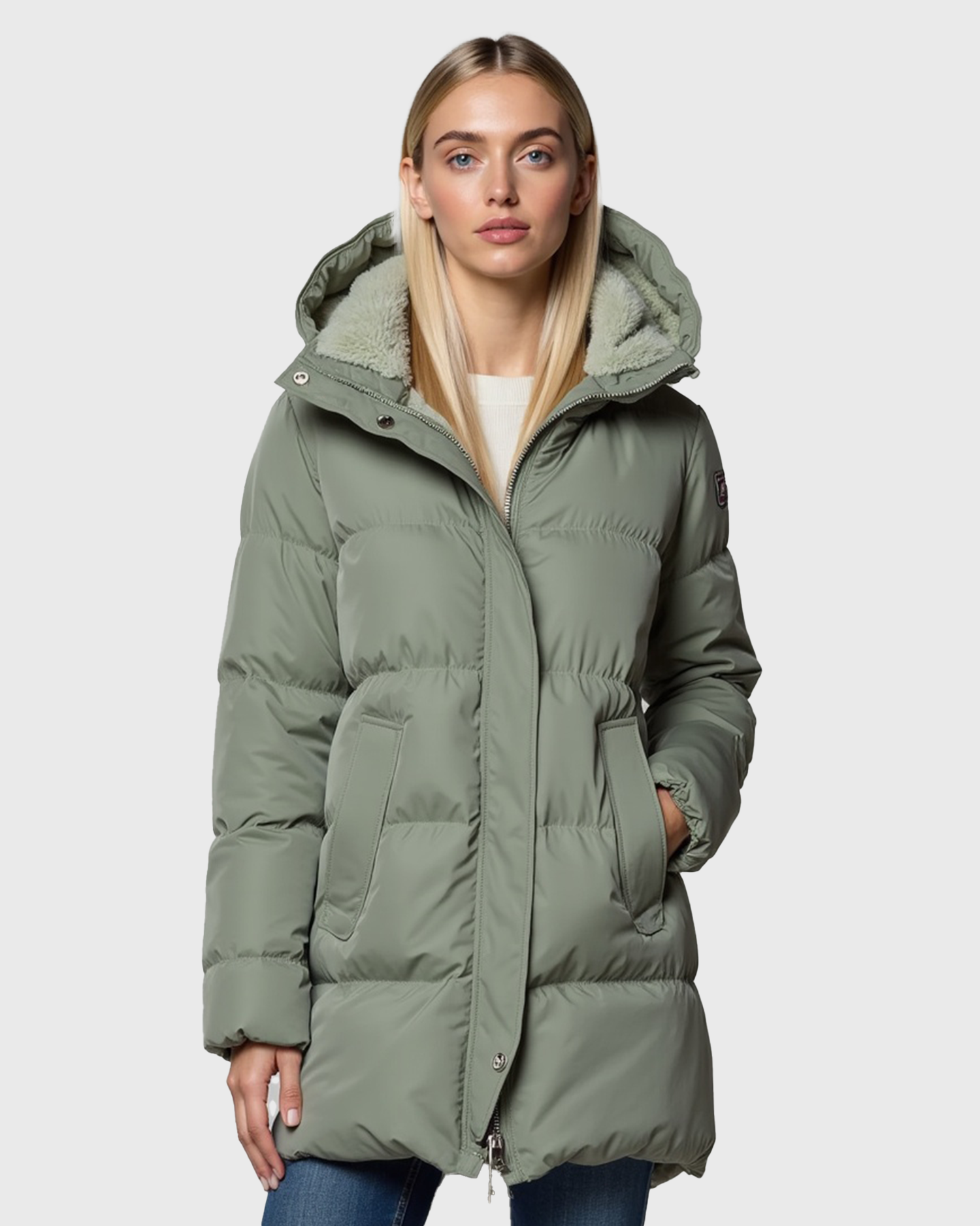 Quilted Puffer Jacket with Hooded Collar for Women
