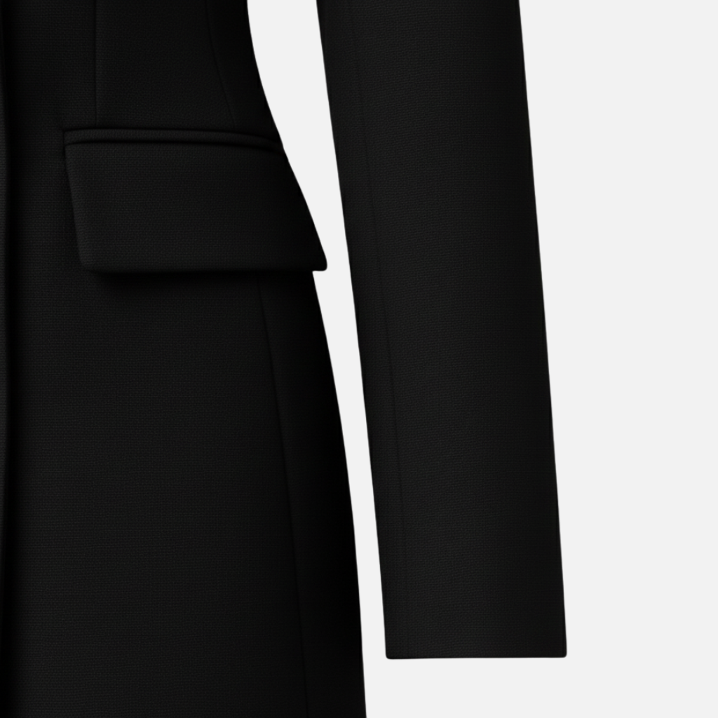 Women’s Structured Blazer Mini Dress with Gold-Tone Buttons