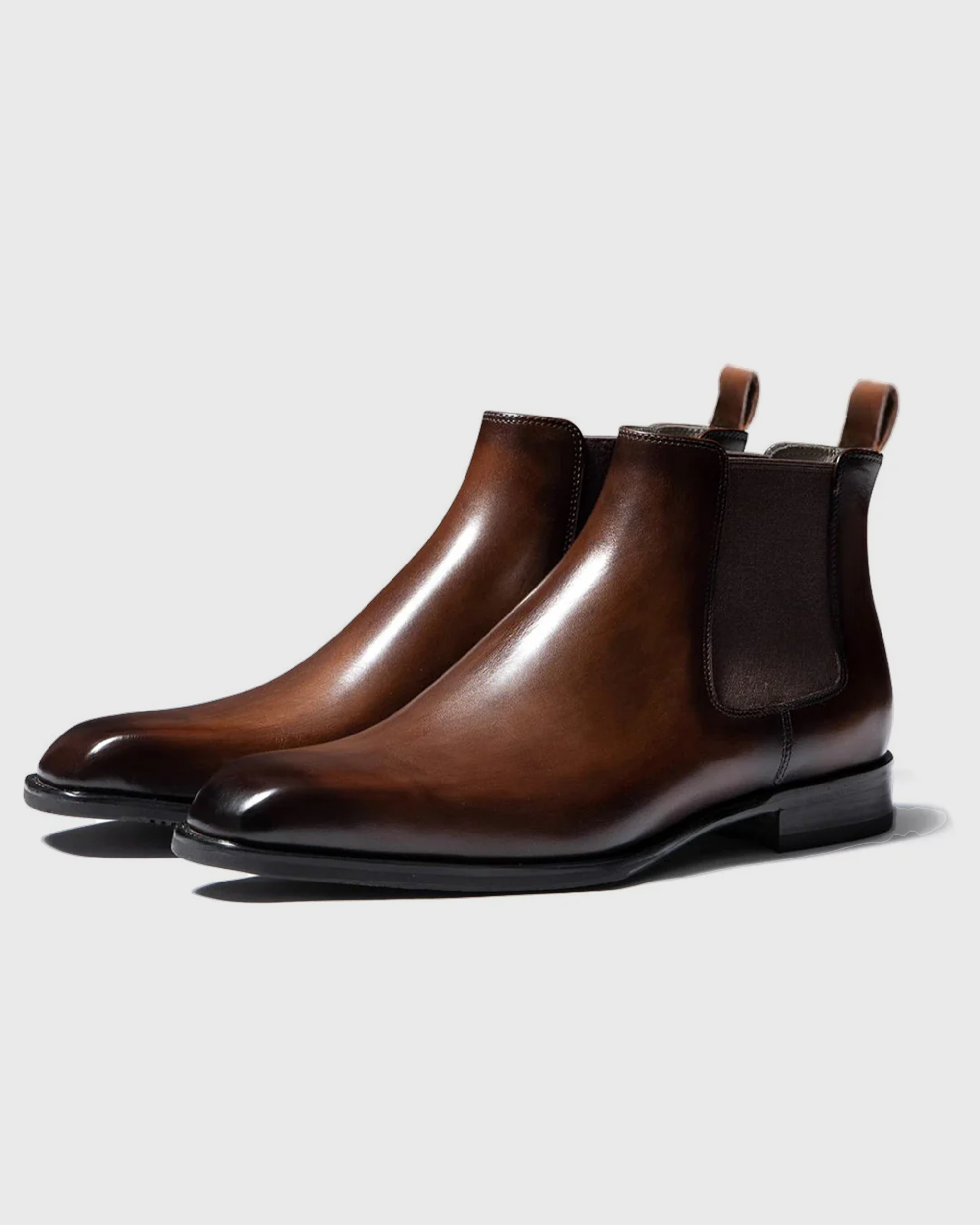 Men’s Elastic Side Panel Chelsea Boots with Almond Toe