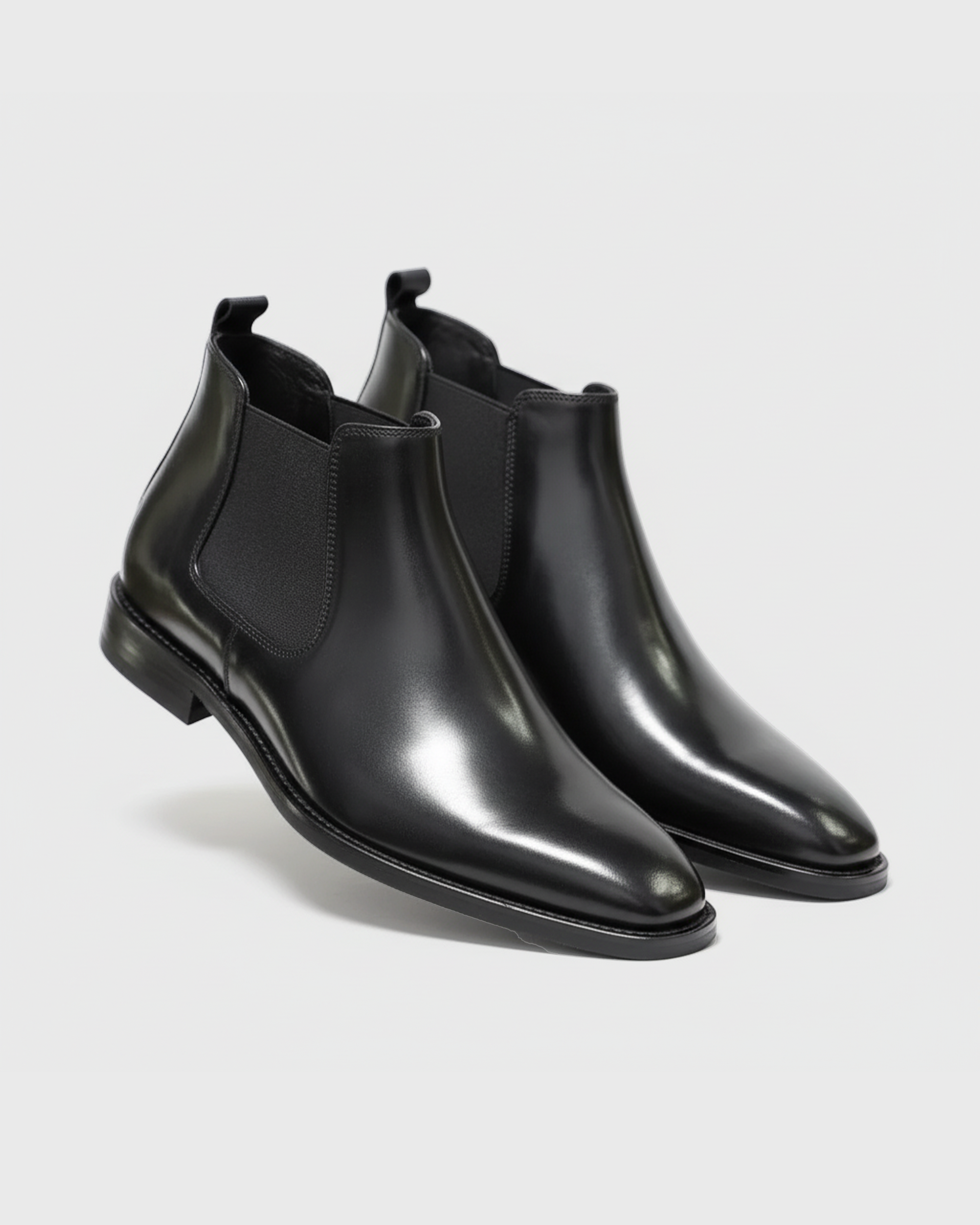 Men’s Elastic Side Panel Chelsea Boots with Almond Toe