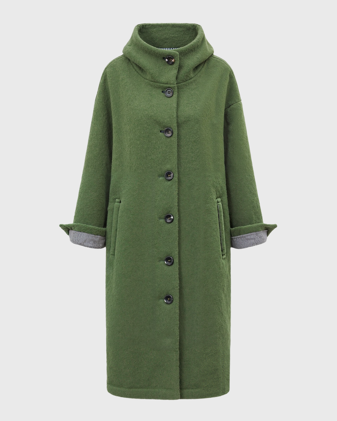Women’s Hooded Thick Winter Coat with Button Closure