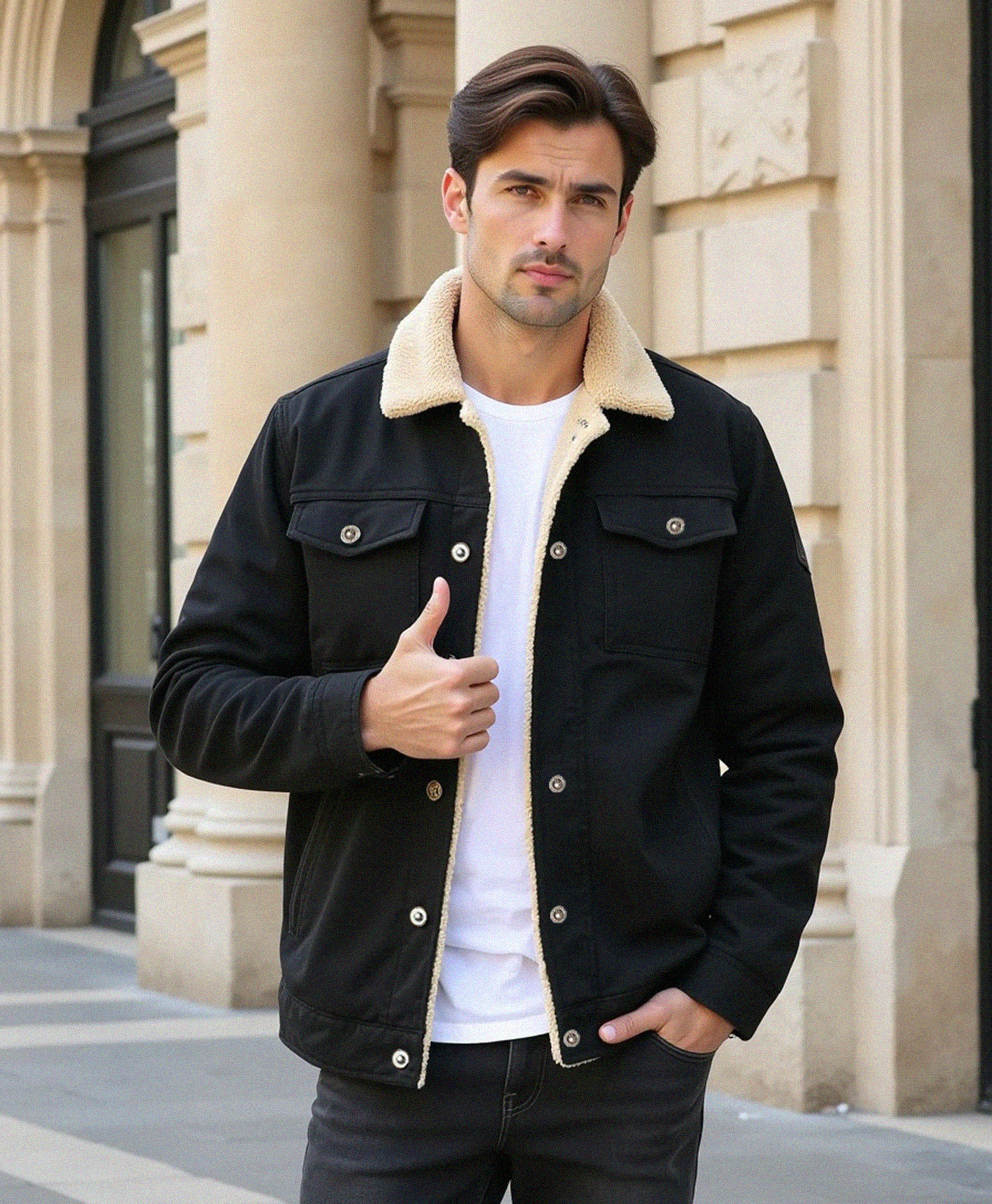 Men’s Clean Cut Winter Jacket with Practical Pockets