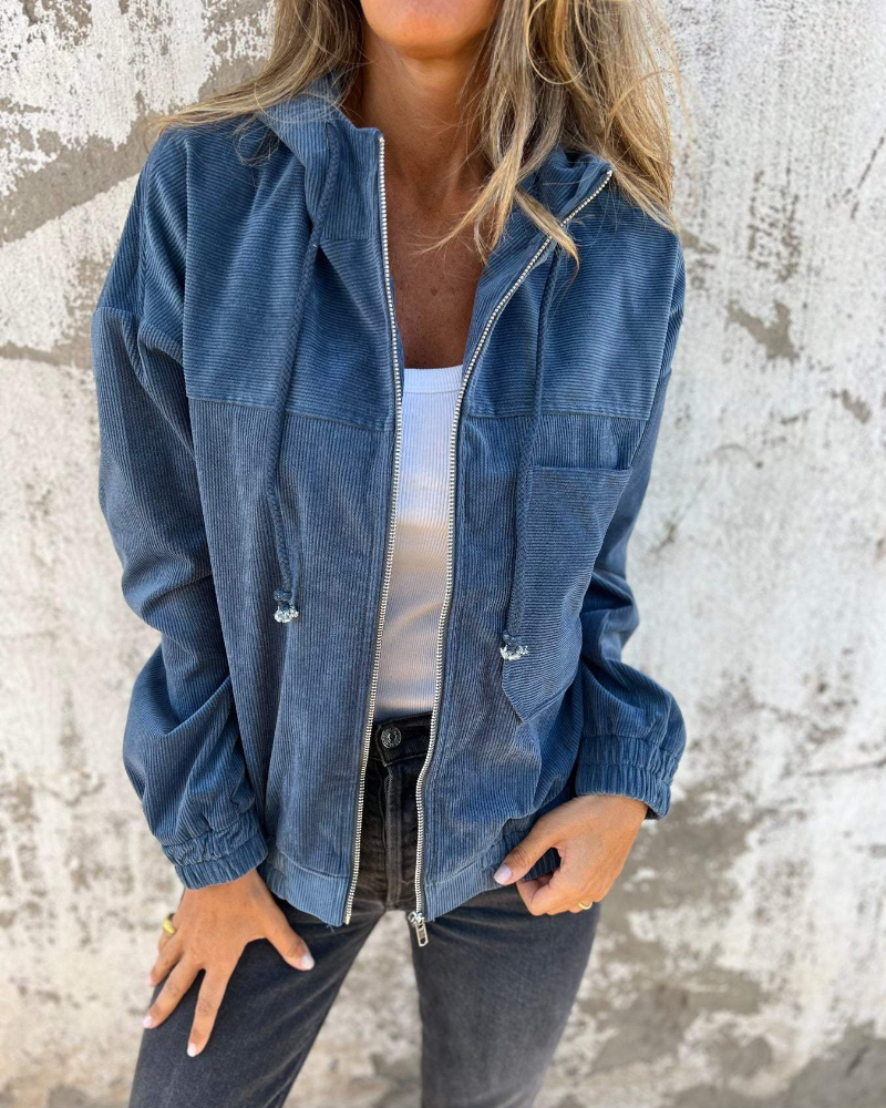 Ella™ | Corduroy Hooded Zip-Up Jacket