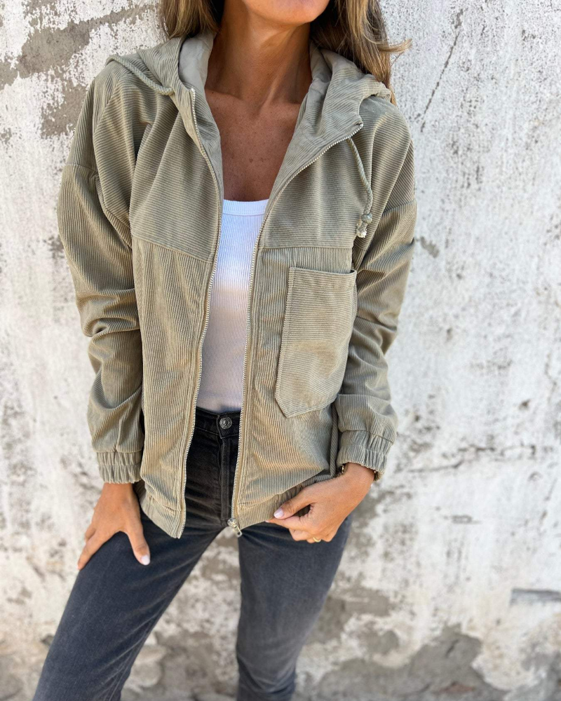 Ella™ | Corduroy Hooded Zip-Up Jacket