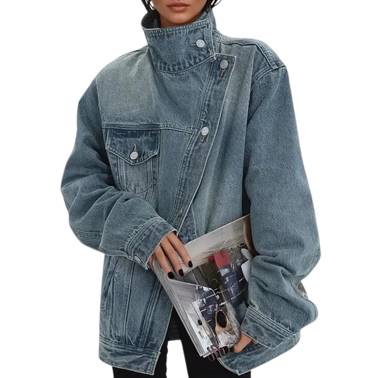 SKYE™ – Vintage Washed High Neck Asymmetric Jacket