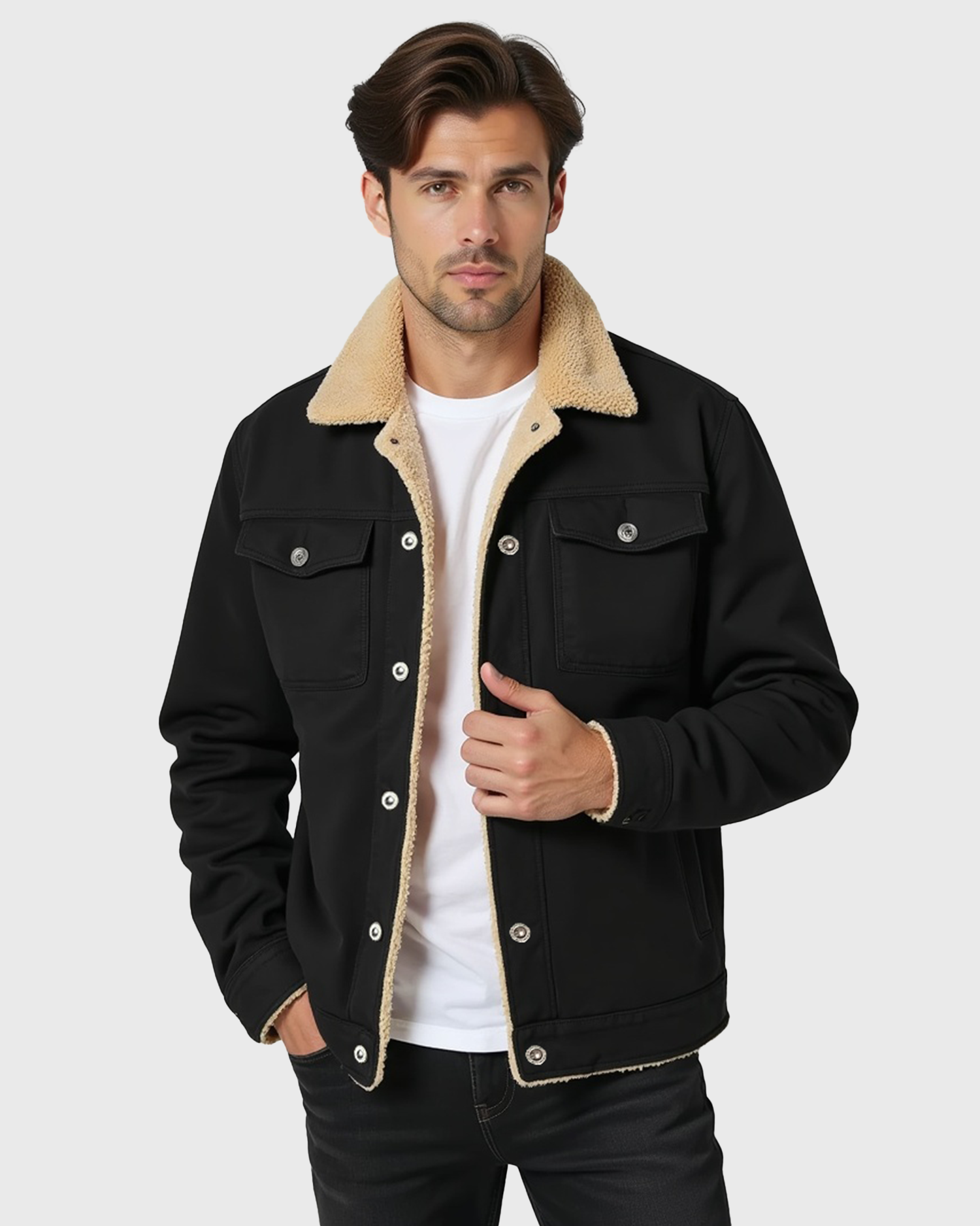 Men’s Clean Cut Winter Jacket with Practical Pockets