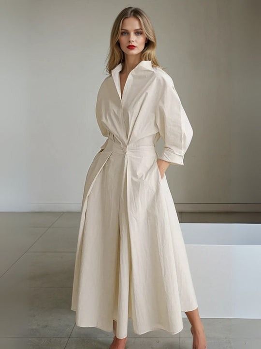 Luna’s Elegant Pleated Shirt Dress