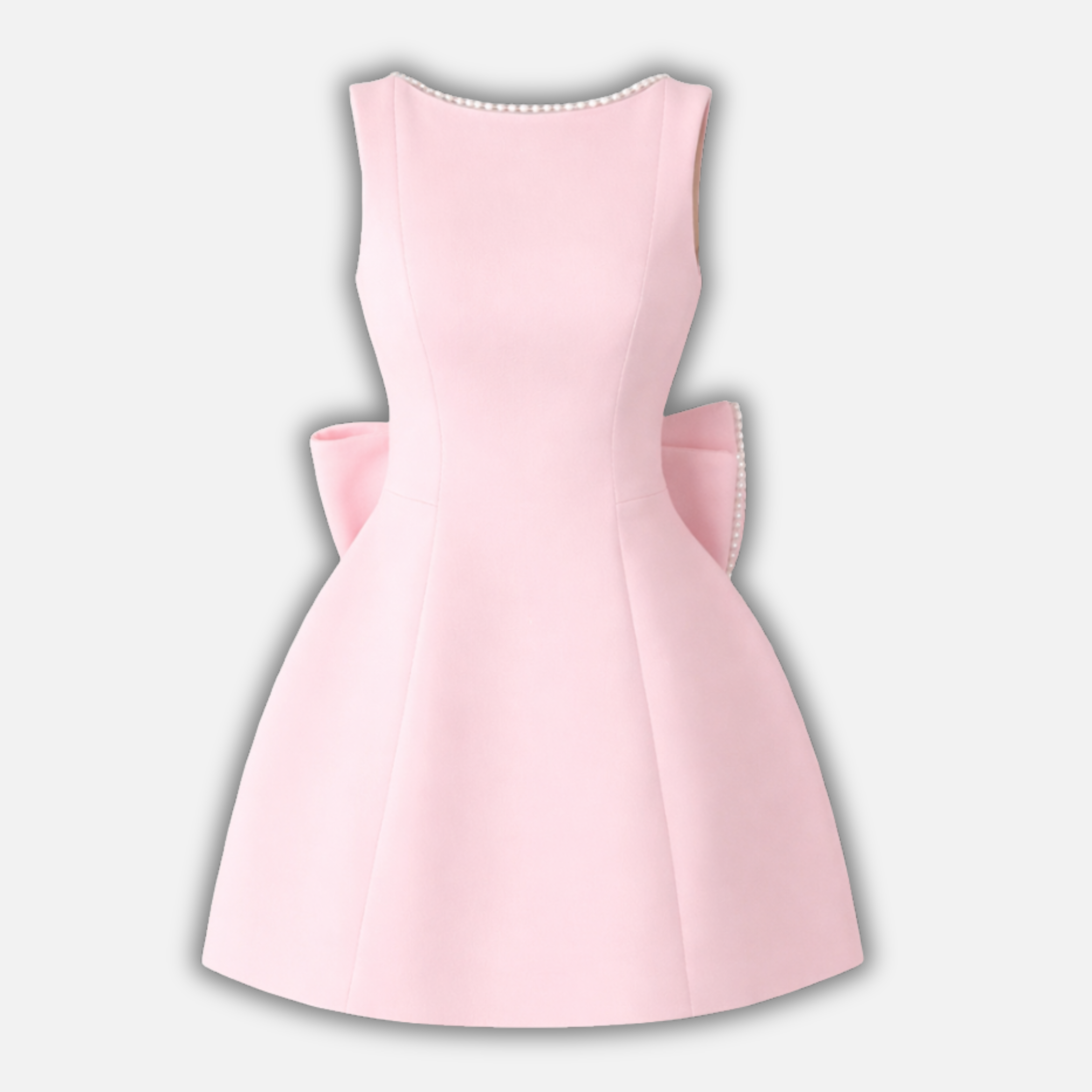 Women’s Pearl-Trimmed Mini Dress with Back Bow