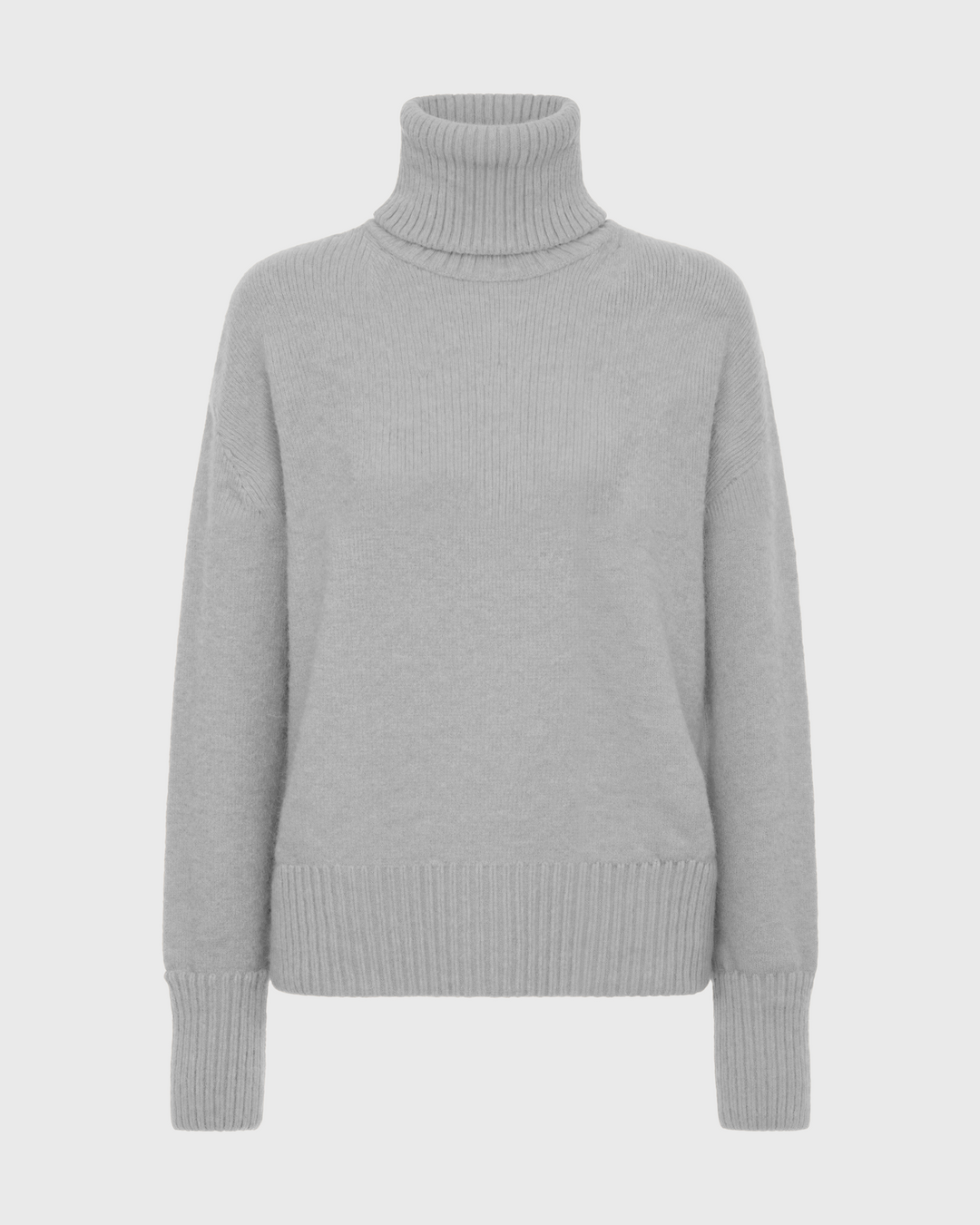 Women’s Loose Fit Turtleneck Sweater with Ribbed Trim