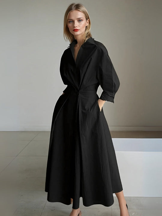 Luna’s Elegant Pleated Shirt Dress