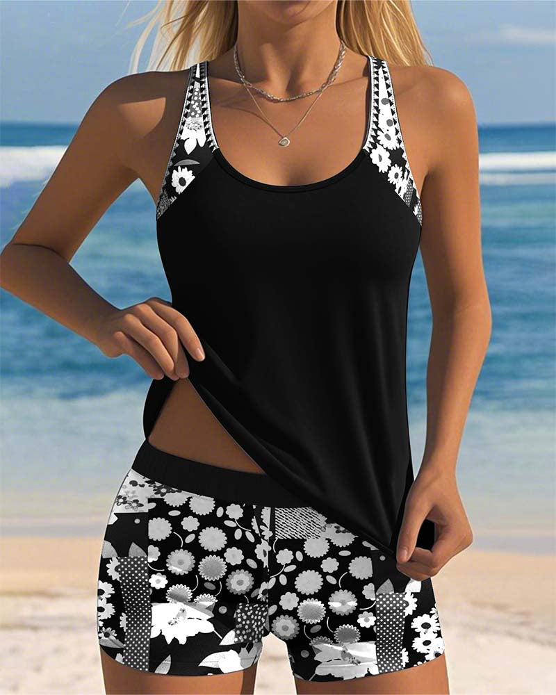 Colette | Printed Boxer Set Bathing Top