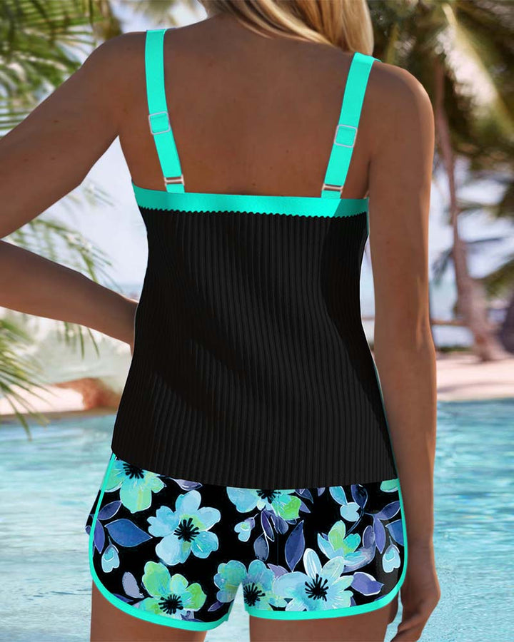 Maren | Floral Tankini Set with Boxer