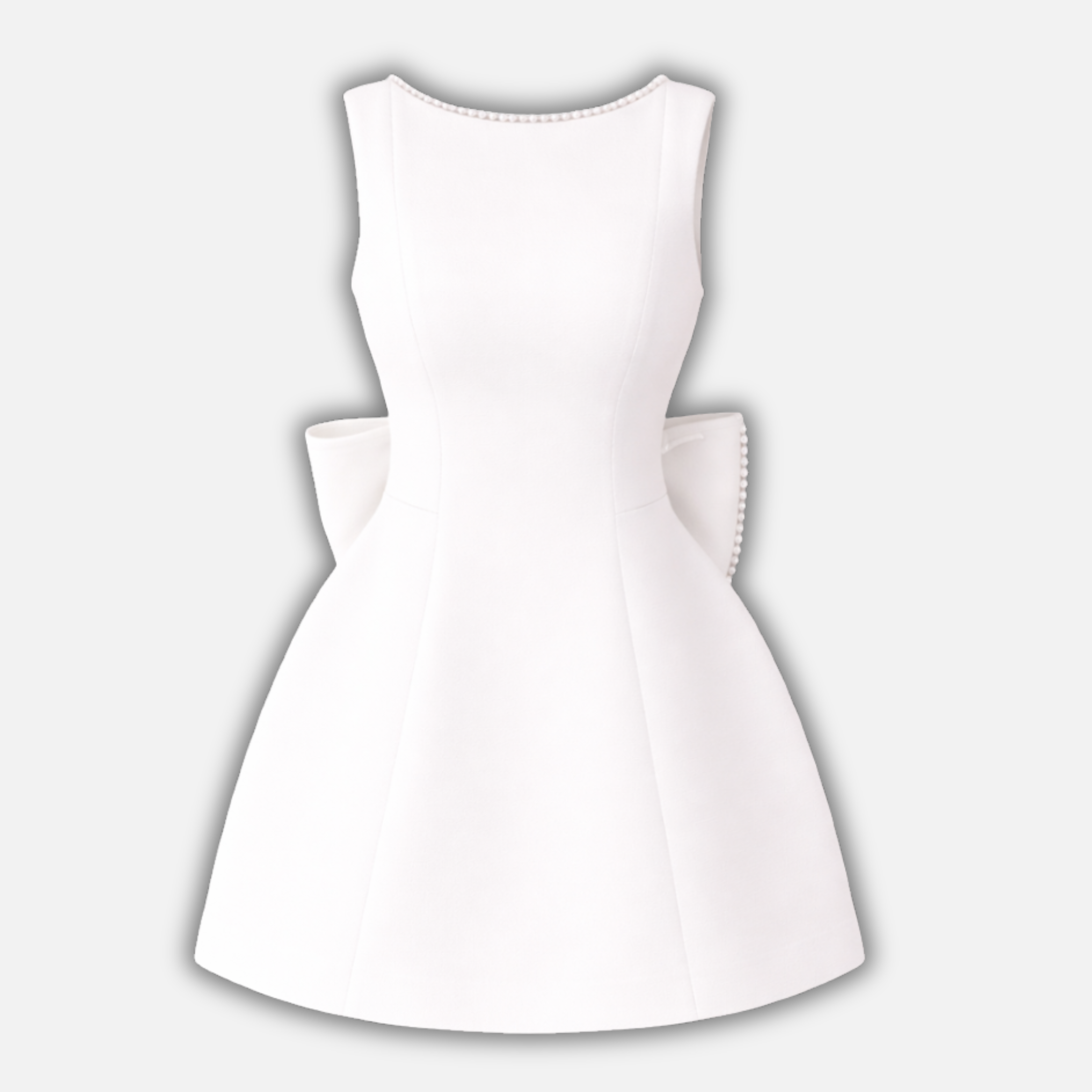 Women’s Pearl-Trimmed Mini Dress with Back Bow
