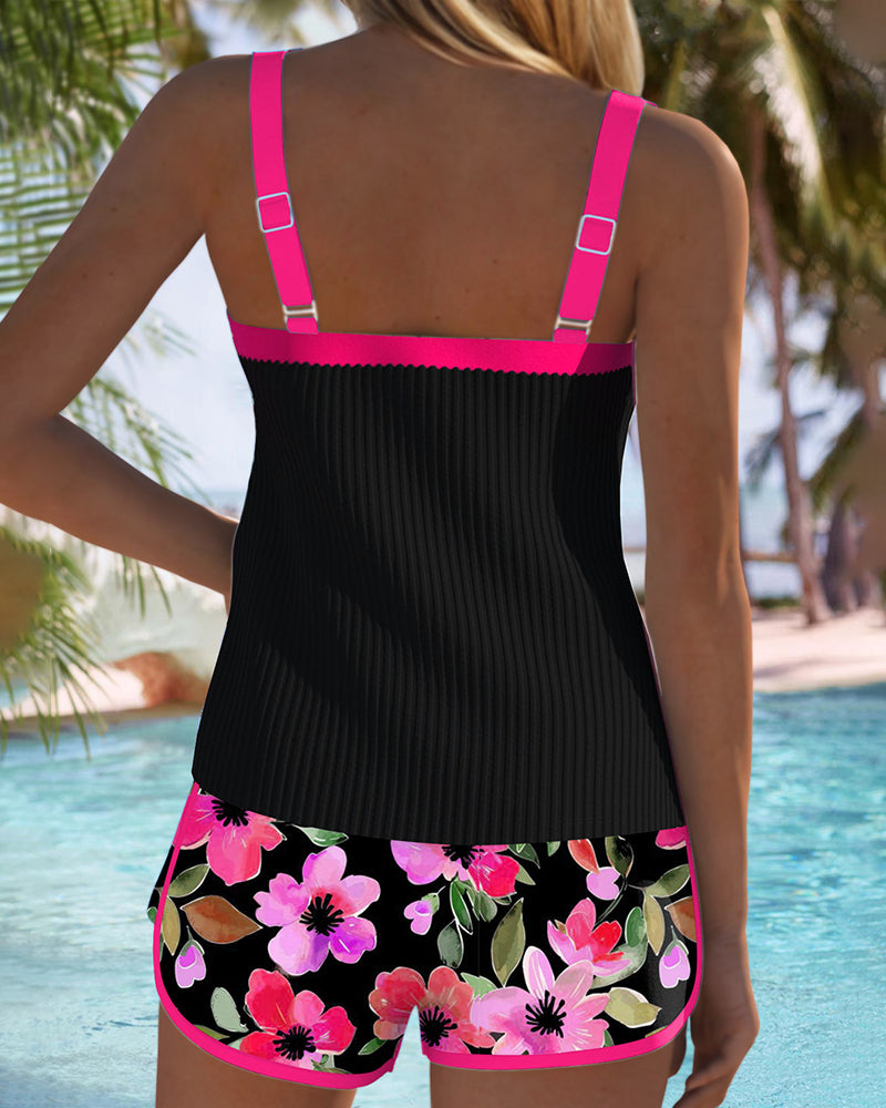 Maren | Floral Tankini Set with Boxer