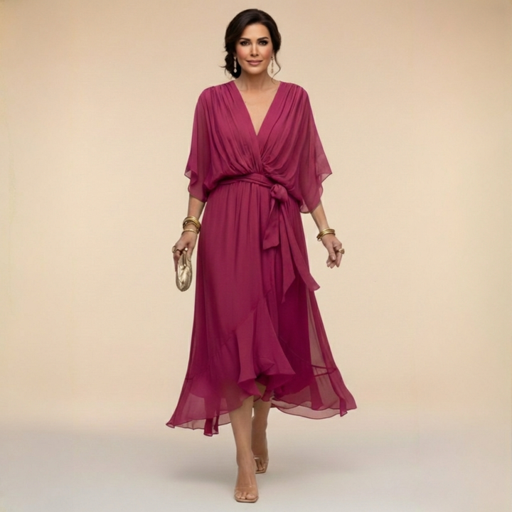 MARTA™ | V-NECK CHIFFON DRESS