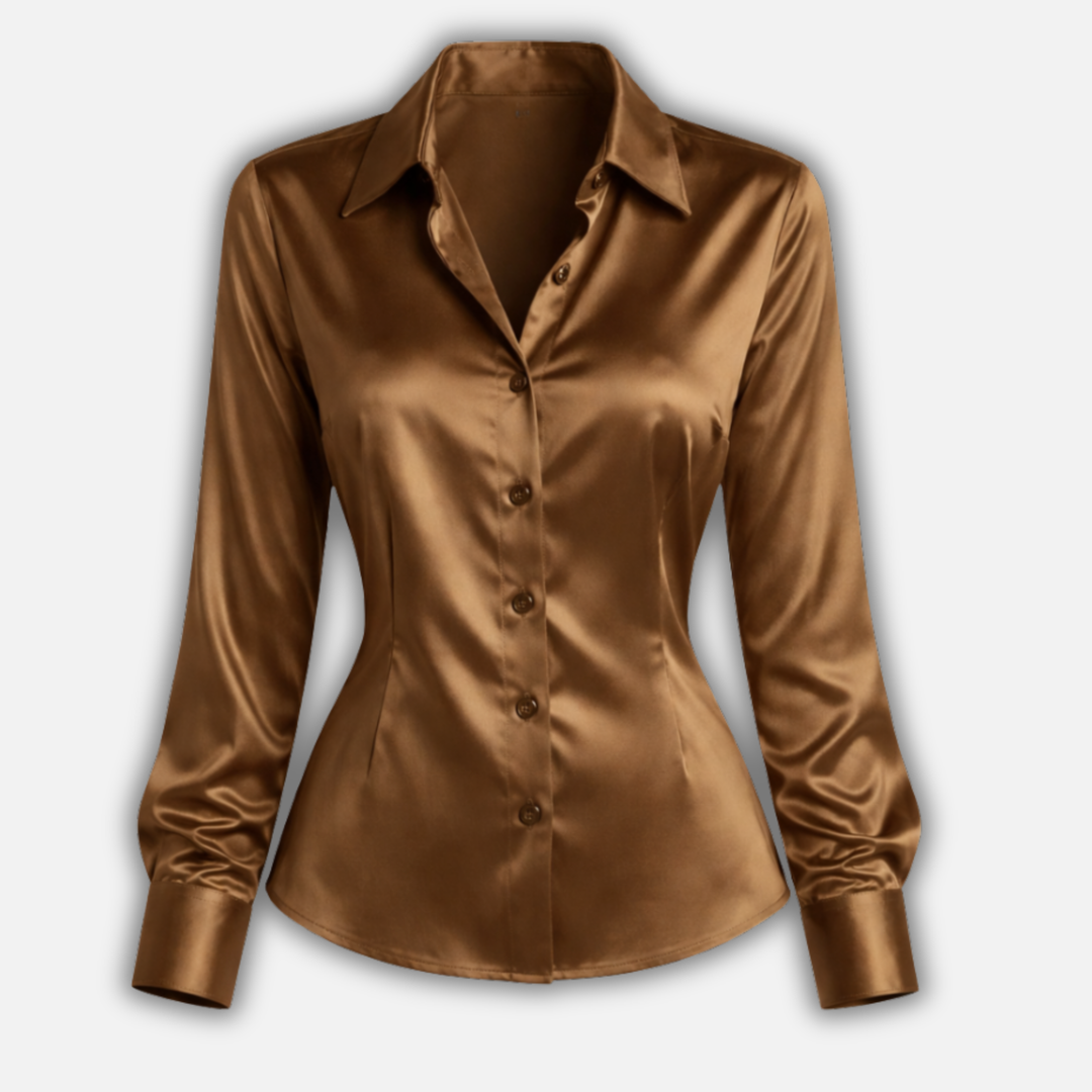 Women’s Satin Blouse with Long Sleeves
