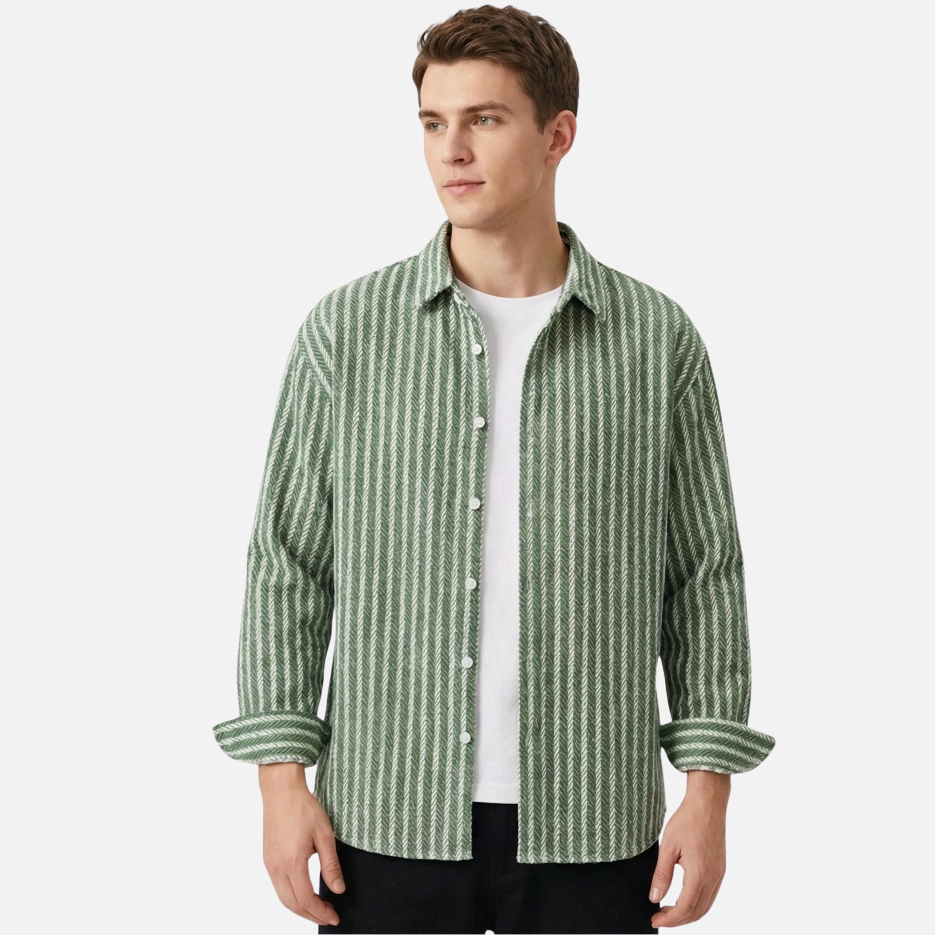 Striped Layered Shirt with Vertical Stripes for Men