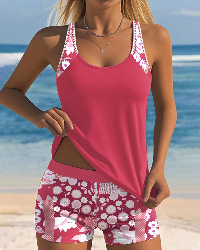 Colette | Printed Boxer Set Bathing Top